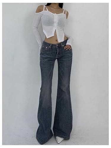 SOLY HUX Women's Low Rise Flare Leg Stretchy Denim Pants Y2k Going Out Bell Bottom Jeans thumbnail 5