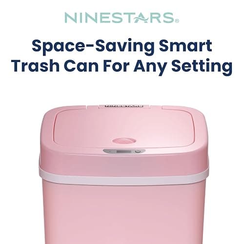 Ninestars DZT-12-5PK Bedroom or Bathroom Automatic Touchless Infrared Motion Sensor Trash Can, 3 Gal 12 L, ABS Plastic (Rectangular, Pink) Trashcan thumbnail 3