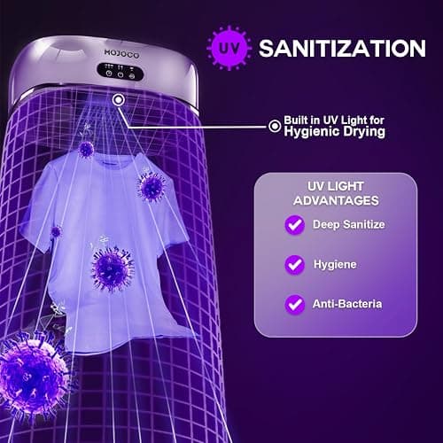 MOJOCO Portable Clothes Dryer - Mini/Compact Dryer for Apartment, RV, Travel - Small Quiet Fast-Drying Machine with Adjustable Timer & Hassle-Free Setup thumbnail 3