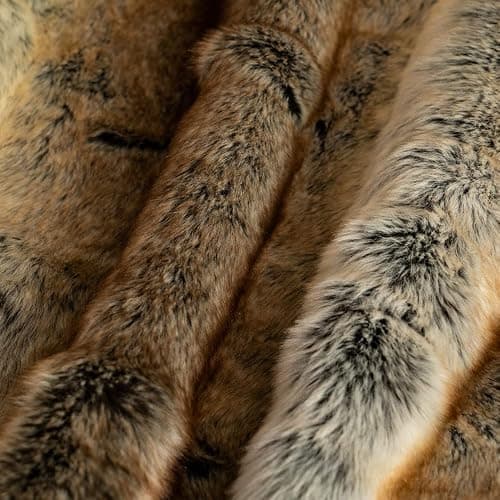 BATTILO HOME Luxury Brown Faux Fur Blanket Thick Warm Elegant Cozy Fuzzy Throw for Couch, Bed, Sofa Fluffy Blankets Decorative Reversible to Plush Velvet, 50"x60" thumbnail 4