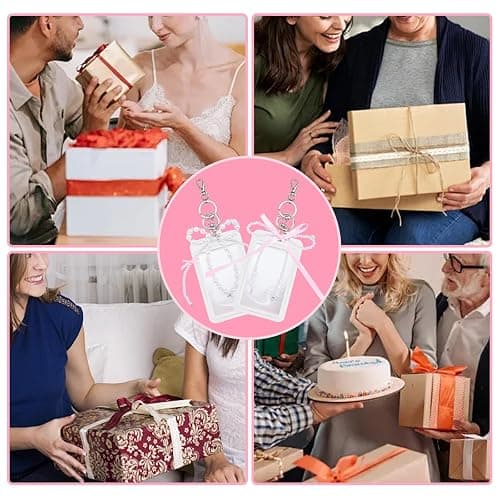 EVERJOYCRAFT 2 Sets Photocard Holder with Pearl Bow Cute Badge Holders | for 3.35"×2.07" Cards Decorative Protective Hard Acrylic Transparent Photocard Bus ID Bank Idol Card Case Keychain Bag Charm thumbnail 7