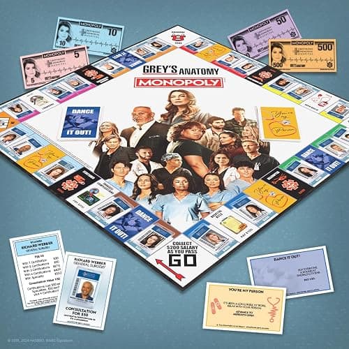 Monopoly: Grey's Anatomy Board Game | Featuring Ferry Boat, Clipboard, Scrub Top, and More | Buy, Sell, Trade Iconic Doctors from Miranda Bailey to Meredith Grey | Officially Licensed Collectible thumbnail 6