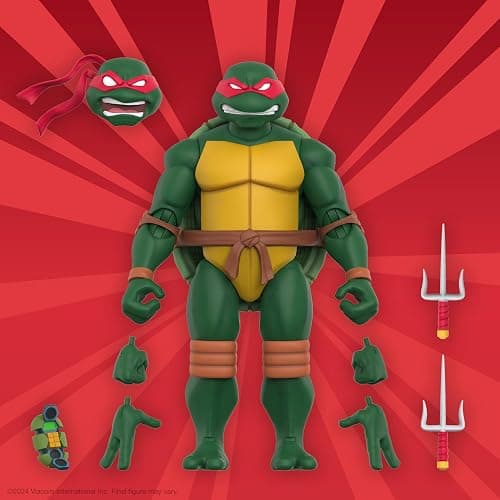Super7 ULTIMATES! Teenage Mutant Ninja Turtles Raphael - 7" TMNT Action Figure with Accessories Classic Cartoon Collectibles and Retro Toys thumbnail 4