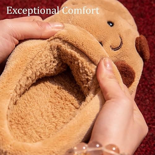 Croissant Fuzzy Slippers, Warm Non-Slip Indoor Fluffy Cute Slippers, Cartoon Croissant Slipper for Women House Shoes thumbnail 6