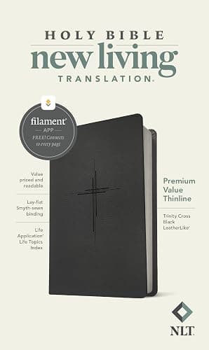 NLT Premium Value Thinline Bible, Filament Enabled (LeatherLike, Trinity Cross Black) thumbnail 5