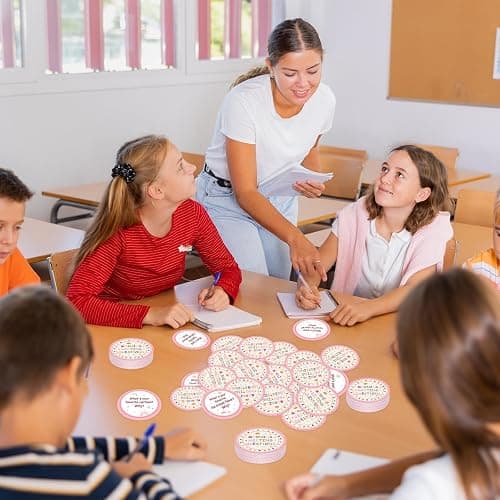 100 Morning Meeting Chips Questions Cards for Kids Boho Themed Classroom Must Haves Set for Teachers Supplies Conversation Starter Ideas for Students Response Cards Back to School thumbnail 7