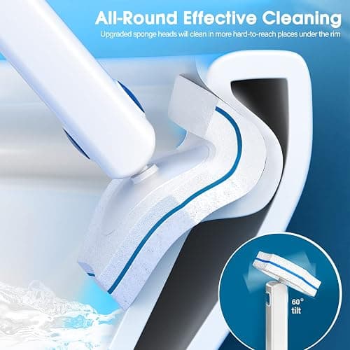 Disposable Toilet Brush with 48 PCS Refills, Disposables Toilets Cleaning System with Handle, Storage Caddy and 48Toilet Bowl Refill Heads for Bathroom Cleaning thumbnail 4