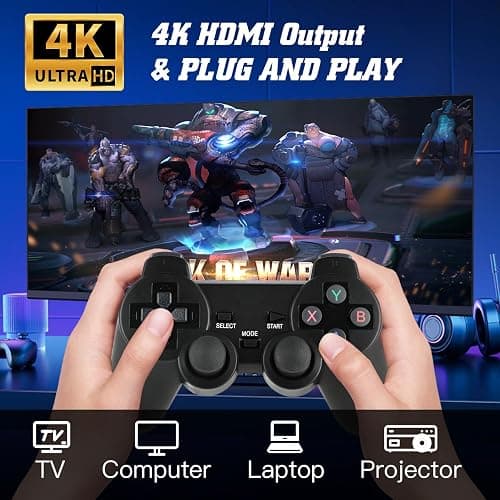 Retro Game Console, Wireless Retro Game Console, Built-in 9 Emulators, 4K HDMI Output, Dual 2.4GHz, Built-in 24500 Games, Plug and Play Video Games, Black thumbnail 3