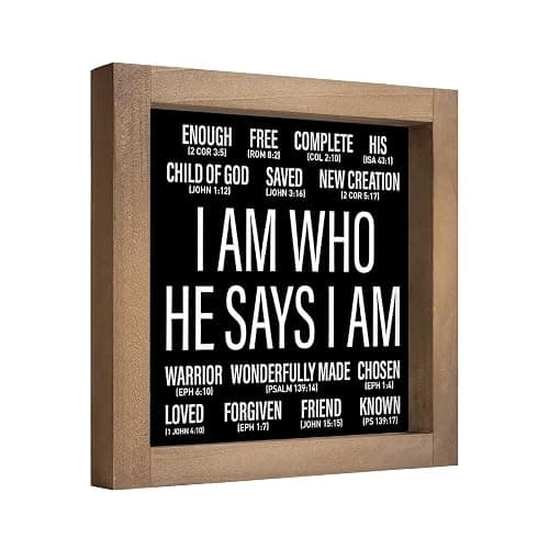 pechpell Christian Office Decor for Women Men, 6 In Wooden Bible Verses Inspirational Sign, Rustic Scripture Art Desk Prayer Room Baptism Table Kitchen Bathroom Motivational Religious Home Decorations - Image 1
