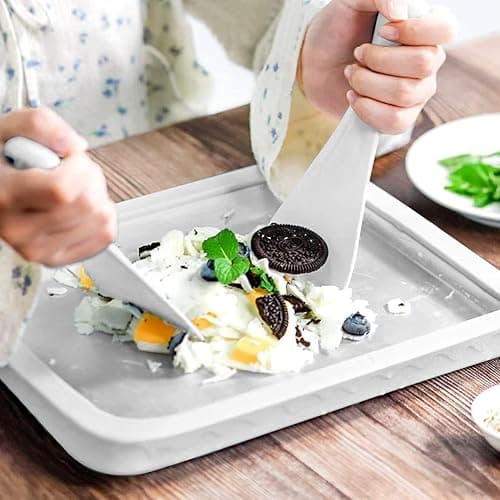Instant Ice Cream Maker,Rolled Ice Cream Maker, Soft Serve Ice Cream maker,Perfect for Frozen Yogurt, and More! Food grade stainless steel ice cream roll machine for home us (white) thumbnail 2