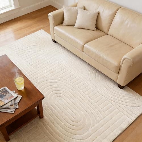 MATIIUI 5x7 Geometric Solid Beige Area Rug – Washable, Durable Non-Slip Indoor Carpet with Soft High-Low Pile, Fluffy Floor Rugs for Living Room, Bedroom, Bedside, Kids Room, Nursery,Home Office Décor thumbnail 7