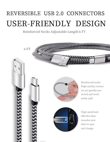 Teeind USB Type C Cable Fast Charging, Tpc001 5 Pack(6Ft 3A) Braided C Charger Cables Compatible with Samsung S10e/note 9/s10/s9/s8 Plus/A80/A50/A20 thumbnail 4