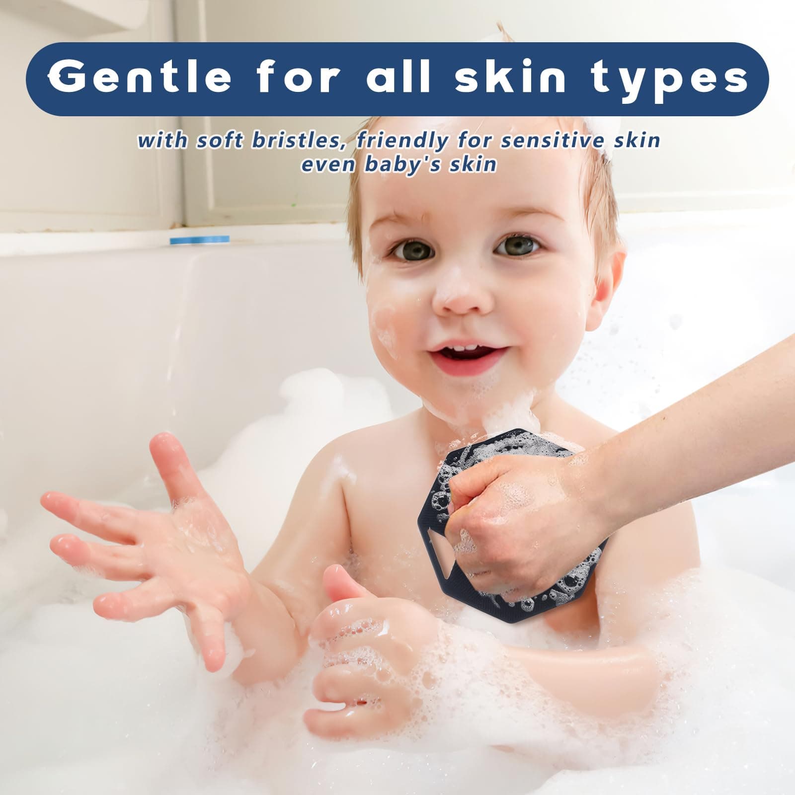 Alyvisun Silicone Bath Brushes with Hook, Soft Shower Bath Body Brush [Soft Exfoliate & Massage], Silicone Brush for Adults and Babies, Perfect for All Skin Types (Black) thumbnail 4