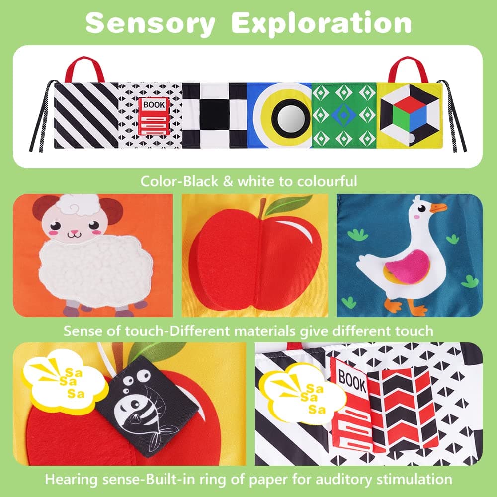 Vicloon Baby Fabric Book, Sensory Books, Baby Soft Photo Book, Bath Book, Cloth Book, Cuddle Book, Playbook, Fabric with Rustling Paper, Baby Toys, Newborn Baby Gift (Early Parenting Style) thumbnail 3