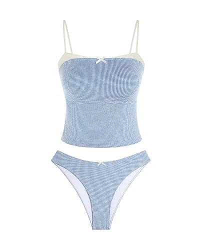 ZAFUL Cute Tankini Swimsuits for Women Retro Y2K High Cut Two Piece Bathing Suit 2026 Beach Swimwear - Image 1