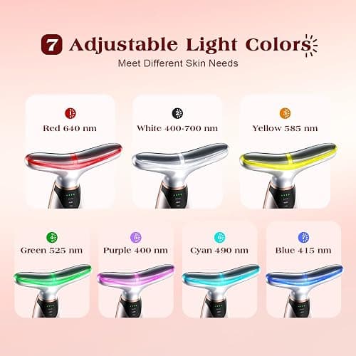 Pedete Facial Massager, 7 Colors Red Light Therapy for Face and Neck, Face Lift Device with 113°F Heating Vibration for Multi Skin Care thumbnail 2
