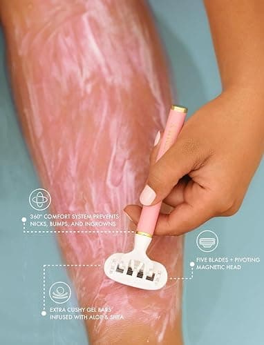 Truly Life Shaver Razor | Best Razor for Sensitive Skin | 5 Blades with Aloe & Shea Butter Infused Gel Bars | Pivoting Head & Flex-Grip Handle for Smooth, Irritation-Free Shave thumbnail 3