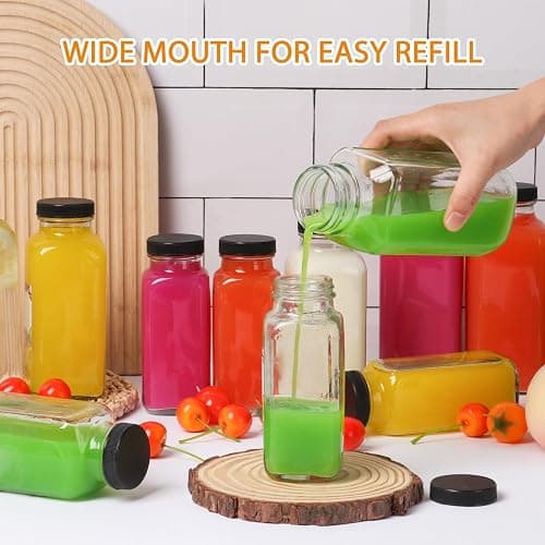 AuroTrends 12 oz Glass Bottles with Lids 3Pack for Juicing, Water, Kombucha - 360ml Portable Juicing Bottles Reusable Glass 12oz (12fl.oz, Set of 3) thumbnail 2