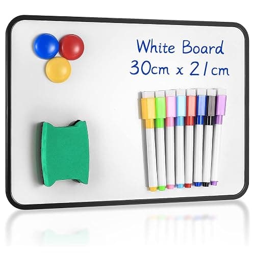Dry Erase Whiteboards, A4 Size Small Double Sided White Boards, with Dry Erase Pens, Eraser, Magnets for School Home Office Classroom Students Drawing Writing - 30x21 cm - Image 1