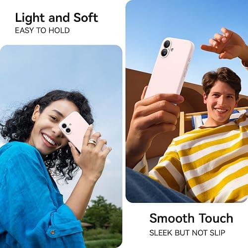 AOTESIER Magnetic for iPhone 16 Case, [Compatible with MagSafe][Camera Protection], Food Grade Silicone Phone Case with [2 Screen Protectors], Anti-Scratch Protective Lining, 6.1inch, Chalk Pink thumbnail 2