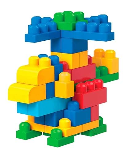 MEGA BLOKS First Builders Toddler Blocks Toys Set, Big Building Bag with 80 Pieces and Storage, Blue, Ages 1+ Years thumbnail 4