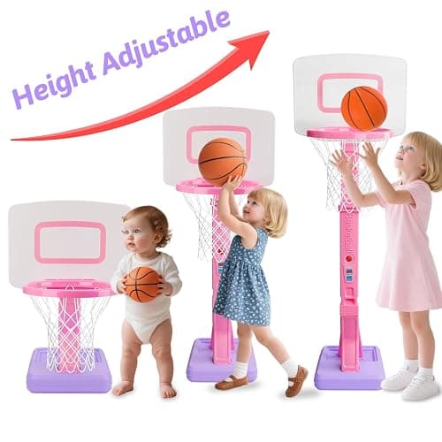 Basketball Hoop Indoor for Toddler Toys 1-3 3-5 Adjustable Portable Basketball Net Set Pool Outdoor Backyard Toy Mini Hoop Basket Ball Game for Kids Age 1 2 3 4 5 6 Year Old Boys Girls thumbnail 2