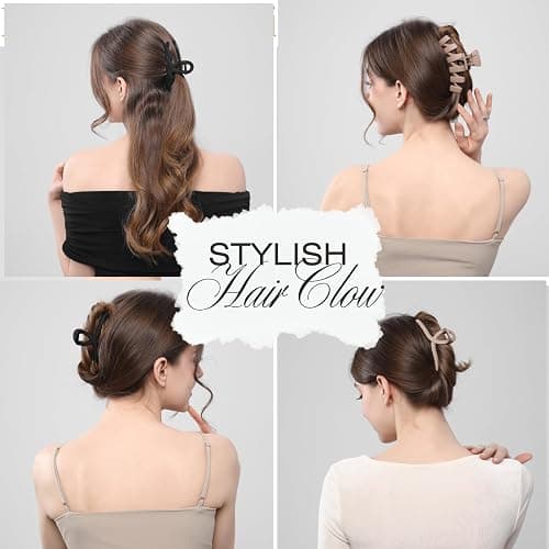 8 Pack Large Claw Clips for Women Thick Hair, Strong Hold Matte Non-Slip Hair Clips, Multi-Style Jaw Clips for Long, Curly & Straight Hair, Neutral & Black Hair Accessories thumbnail 6