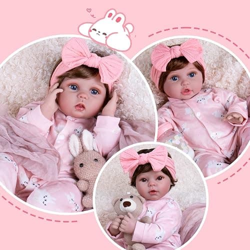 Aori Reborn Baby Dolls Clothes 22 Inch 2 Pcs Pink Outfit Set for 20-22 Inch Realistic Reborn Girl Doll thumbnail 7