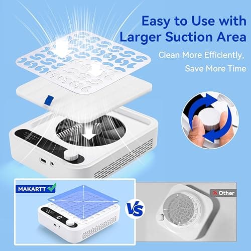 Makartt Nail Dust Collector - Professional Powerful Suction Larina Dust Collector Nail Tech LED Display, Adjustable Speed Reusable Filter, Strainer Panel for Acrylic Nail Polishing Manicure Salon Home thumbnail 4