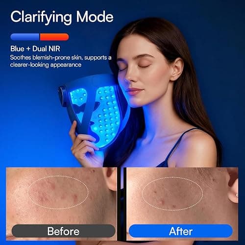INIA GLOW 4D Wireless Red Light Therapy Mask for Face, Dual NIR, 320 LEDs | 4D Contour-Fit, Under-Eye Cooling, 4 Modes, Cordless & Rechargeable, Home & Travel Use, Skincare Gift for Women Wife Mom thumbnail 5