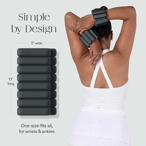 Bala Bangles Wrist & Ankle Weights for Women & Men - Adjustable Weighted Bands - Soft Silicone Arm & Leg Weights for Pilates, Yoga, Walking, Barre, Home Workout & Strength Training Exercise thumbnail 4