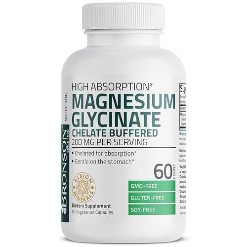 Bronson Magnesium Glycinate 200 MG per Serving Chelated for High Absorption, Gentle On Stomach, Non-GMO, 60 Vegetarian Capsules thumbnail 5