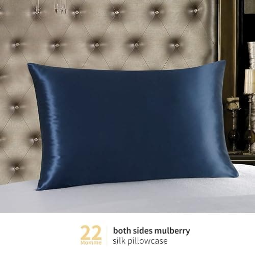 ZIMASILK 22 Momme Silk Pillowcase for Hair and Skin - 100% Pure Mulberry Silk with Hidden Zipper, Grade 6A Luxury Pillow Case for Women, Soft & Durable, Gift Box (Standard 20"x26" Navy Blue) thumbnail 2