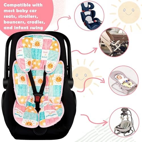GFU Baby Car Seat Head & Body Support, Infant Carseat Insert, Soft Baby Car Seat Insert Cushion for Strollers, Bouncers, Swing, Sunshine thumbnail 5
