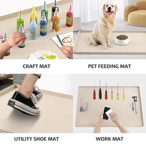 Vangostella Heavy Duty Silicone Under Sink Mats for Kitchen Waterproof 31" x 22", Extra Thick Under Sink Rubber Mat Drip Tray, Raised Edge Under Sink Liner,Prevent Drips, Leaks, Spills,Taupe thumbnail 6