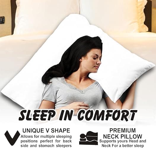 Comfy Nights Orthopedic V Shape Pillow Extra Support For Head, Neck & Back with Free Cover - Grey thumbnail 3