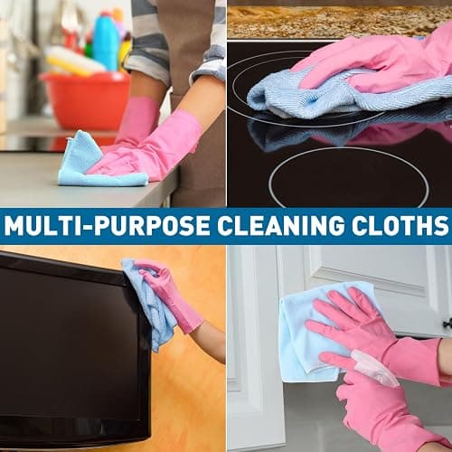 TEAWOO Microfiber Cleaning Cloths-50 Pack, Microfiber Towels Bulk, Towels for Cars & Home, Cleaning Rags 5 Colors Assorted (12x12 inches) thumbnail 5
