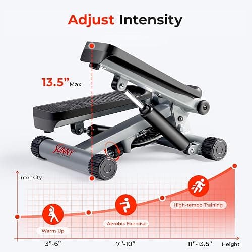 Sunny Health & Fitness Mini Stepper for Exercise at Home, Stair Step Workout Machine with Resistance Band and Over 300lb Weight Capacity, Optional Twist Motion and Free SunnyFit App Connection thumbnail 3