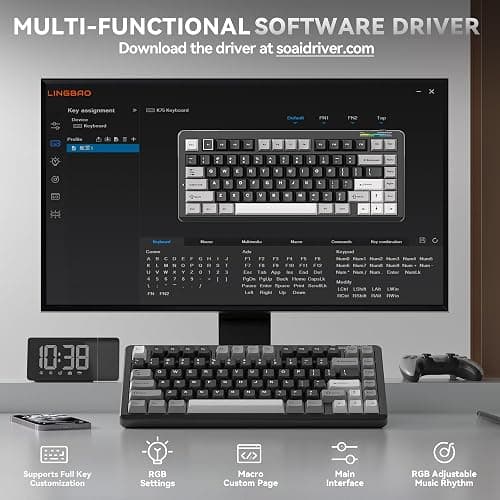 LINGBAO K75 Wireless Mechanical Gaming Keyboard 75%, 10000mAh Battery | Tri-Mode Wireless Gaming Keyboard, Rechargeable Mechanical Keyboard, RGB Gasket Hot-Swappable Creamy Switch, Custom Driver thumbnail 5