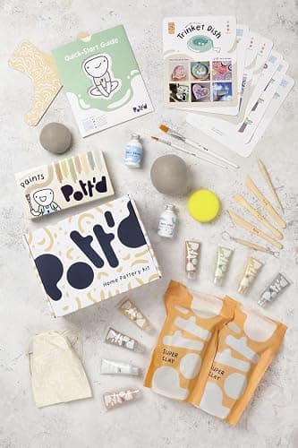 Pott'd at Home Pottery Kit for Adults. Air Dry Clay Kit for Beginners. Craft Kit for Adults Includes: Air-Dry Clay for Adults, Tools, Paints, Brushes, Sealant, How-to-Guides thumbnail 5