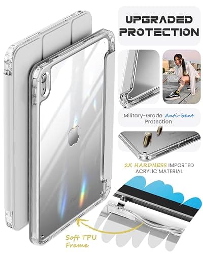 INFILAND Compatible with iPad A16 Case 11th Generation 11 Inch 2025, iPad 10th Generation Case 10.9 Inch 2022, Clear Slim Protective Cover with Apple Pencil Holder & Charging Adapter (Silver) thumbnail 5