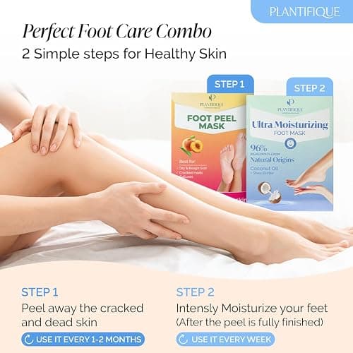 PLANTIFIQUE Peach Foot Peeling Mask (2 Pack) & Hydrating Foot Mask (4 Pack) thumbnail 5