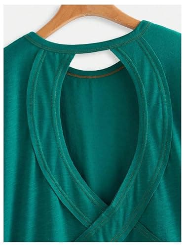 SOLY HUX Women Open Back Tops Workout Backless Tee Casual Athletic Shirts Short Sleeve Oversized Gym T Shirt thumbnail 3
