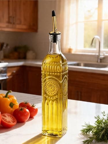Ruiao 2 Pcs Olive Oil Dispenser Bottle for Kitchen,17oz Clear Glass Cooking Oil and Vinegar Dispenser Set, Coffee Syrup Dispenser with 2 Pourers and 1 Funnel (Two squares) thumbnail 4