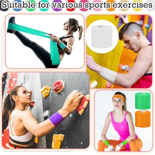 Nuanchu 12 Pcs Foam Prewrap Athletic Tape 2.75inch x 30 Yards Sports Wraps Prewrap and Athletic Tape Pre Wrap Breathable Sports Pre Wrap for Running Hiking Hair(Assorted Colors) thumbnail 4