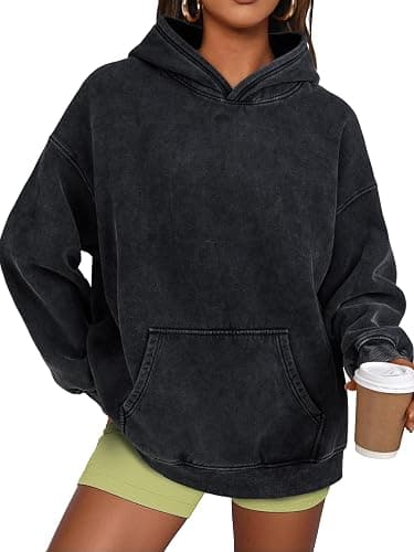 Trendy Queen Oversized Hoodies for Women Teen Girl Winter Sweatshirt Cute Acid Wash Pullover - Image 1