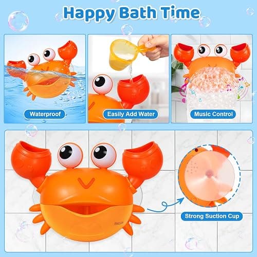2025 Mise à Niveau Crabe faiseur de Bulles, Machine à Bulles de Bain Rechargeable, Souffle des Bulles avec des chansons pour Enfants thumbnail 5