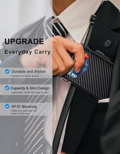 GHUKY Wallet for Men, Minimalist Slim Mens Wallet with Money Clip, RFID Blocking Smart Pop Up Card Wallet with ID Window, Compact Bifold Wallet, Metal Aluminum Credit Card Holder thumbnail 7