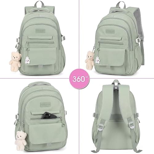 PRLINJSK Girls Backpack for College High Middle School, Cute Teen Bookbag | Aesthetic Backpacks for Student Women with Accessories thumbnail 6