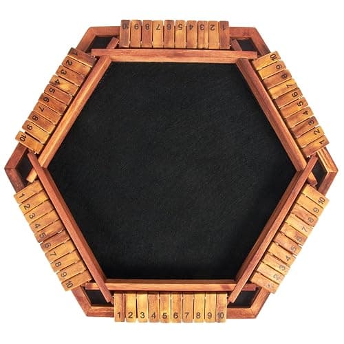 AMEROUS Upgraded 1-6 Players Shut The Box Dice Game, Wooden Board Table Math Game with 16 Dice for Kids Adults, Family Classroom Home Party or Pub thumbnail 8